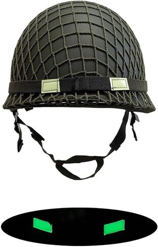 WW2 US Army M1 خوذة - نسخة طبق الأصل من خوذة القتال العسكرية ، مثالية لمجموعات WW2 الموحدة والعتاد مع قذيفة الصلب وشبكة الذقن in Saudi Arabia