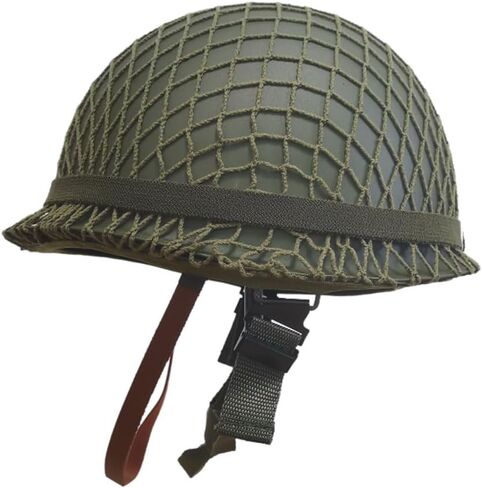 WW2 US Army M1 خوذة - نسخة طبق الأصل من خوذة القتال العسكرية ، مثالية لمجموعات WW2 الموحدة والعتاد مع قذيفة الصلب وشبكة الذقن in Saudi Arabia