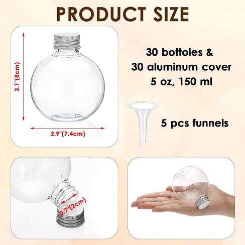 BTSKY 30 Pcs 5 oz Plastic Mini Potion Bottles Small Jars with Aluminum Lids DIY Decoration Clear Sand Art Bottles Tiny sand Jars Wishing/Message Bottle for Halloween Decorations, Wedding/Party Favors in Saudi Arabia