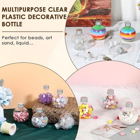 BTSKY 30 Pcs 5 oz Plastic Mini Potion Bottles Small Jars with Aluminum Lids DIY Decoration Clear Sand Art Bottles Tiny sand Jars Wishing/Message Bottle for Halloween Decorations, Wedding/Party Favors in Saudi Arabia