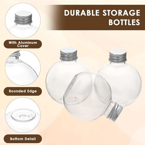 BTSKY 30 Pcs 5 oz Plastic Mini Potion Bottles Small Jars with Aluminum Lids DIY Decoration Clear Sand Art Bottles Tiny sand Jars Wishing/Message Bottle for Halloween Decorations, Wedding/Party Favors in Saudi Arabia