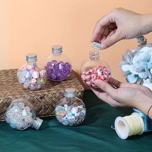 BTSKY 30 Pcs 5 oz Plastic Mini Potion Bottles Small Jars with Aluminum Lids DIY Decoration Clear Sand Art Bottles Tiny sand Jars Wishing/Message Bottle for Halloween Decorations, Wedding/Party Favors in Saudi Arabia