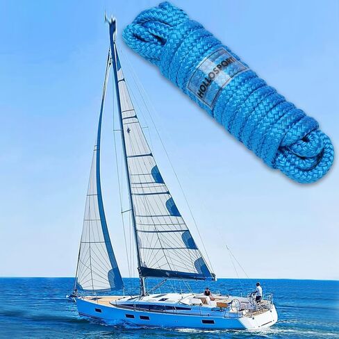 حبال القارب لرسو السفن، خطوط رصيف مزدوجة من النايلون المضفر للقوارب ذات حلقة، عبوتان باللون الأسود أو الأزرق in Kuwait