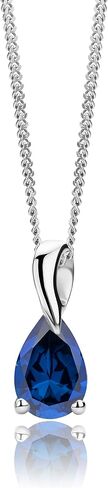 Gold Necklace for Women, Pendant in Solid 14K Yellow Gold 585/ 14K White Gold 585 with Pear-Shape Ruby/ Sapphire/ Emerald/ Topaz/ Amethyst Gemstone/ Birthstone Pendant Necklace and Gold Plated/ Silver Chain 17.7 ″ Long in Saudi Arabia