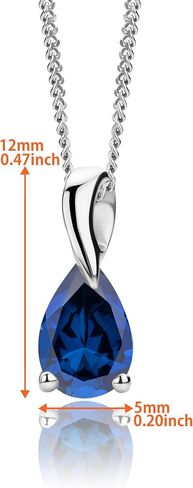 Gold Necklace for Women, Pendant in Solid 14K Yellow Gold 585/ 14K White Gold 585 with Pear-Shape Ruby/ Sapphire/ Emerald/ Topaz/ Amethyst Gemstone/ Birthstone Pendant Necklace and Gold Plated/ Silver Chain 17.7 ″ Long in Saudi Arabia