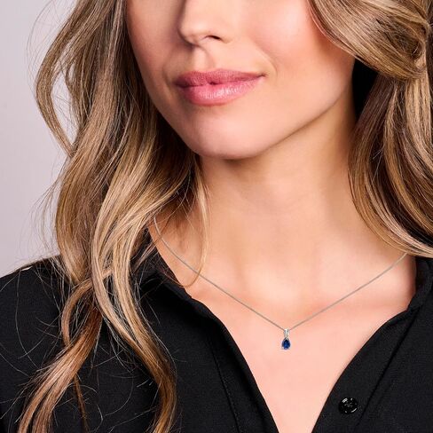 Gold Necklace for Women, Pendant in Solid 14K Yellow Gold 585/ 14K White Gold 585 with Pear-Shape Ruby/ Sapphire/ Emerald/ Topaz/ Amethyst Gemstone/ Birthstone Pendant Necklace and Gold Plated/ Silver Chain 17.7 ″ Long in Saudi Arabia