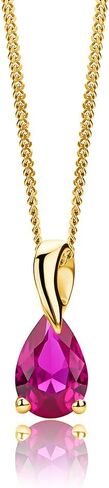 Gold Necklace for Women, Pendant in Solid 14K Yellow Gold 585/ 14K White Gold 585 with Pear-Shape Ruby/ Sapphire/ Emerald/ Topaz/ Amethyst Gemstone/ Birthstone Pendant Necklace and Gold Plated/ Silver Chain 17.7 ″ Long in Saudi Arabia
