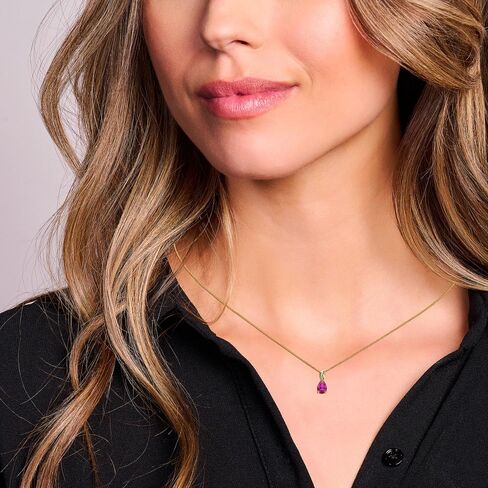 Gold Necklace for Women, Pendant in Solid 14K Yellow Gold 585/ 14K White Gold 585 with Pear-Shape Ruby/ Sapphire/ Emerald/ Topaz/ Amethyst Gemstone/ Birthstone Pendant Necklace and Gold Plated/ Silver Chain 17.7 ″ Long in Saudi Arabia