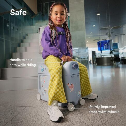 Stokke JetKids BedBox, Moonglow White - Ride-On Suitcase for Kids 2-7 Years Old (up to 77 lbs) - Transforms Into Bed - Includes Mattress, Decorative Stickers & Adjustable Carrying Strap in Kuwait