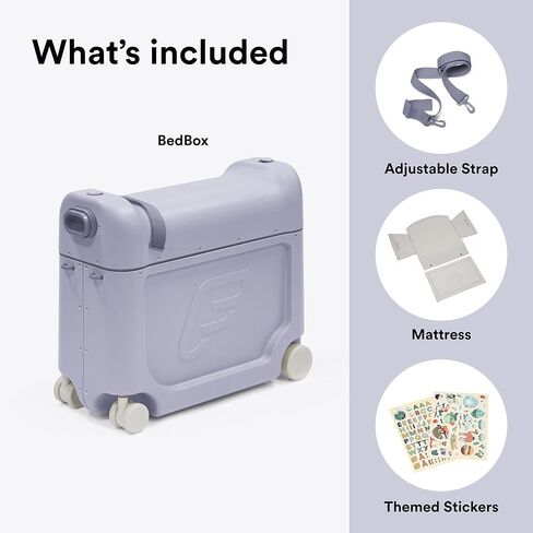 Stokke JetKids BedBox, Moonglow White - Ride-On Suitcase for Kids 2-7 Years Old (up to 77 lbs) - Transforms Into Bed - Includes Mattress, Decorative Stickers & Adjustable Carrying Strap in Kuwait