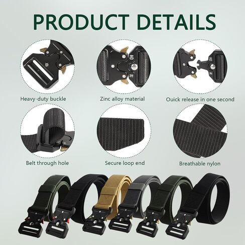 6PCS Tactical Belt, Gun Belts for Men, Military Multi-purpose Combat Gear, Adjustable, With Heavy Duty Quick Release Metal Buckles, Suitable for Men Work, 47.2in in Saudi Arabia