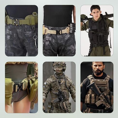 6PCS Tactical Belt, Gun Belts for Men, Military Multi-purpose Combat Gear, Adjustable, With Heavy Duty Quick Release Metal Buckles, Suitable for Men Work, 47.2in in Saudi Arabia
