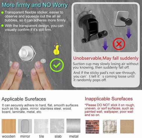 OCEANLOVE for MagSafe Wall Mount Magnetic Phone Holder, Self-Adhesive, Rotatable Ball, Waterproof, Compatible with iPhone 16/15/14/13/12 and All Phones, Shower Mirror Car Gym Bathroom Kitchen (Black) in Kuwait