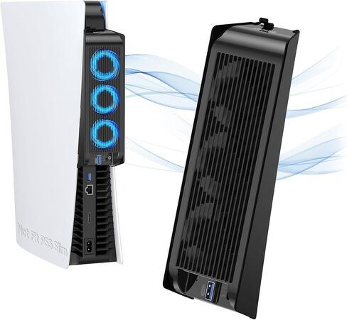 مروحة تبريد لملحقات PS5، مروحة تبريد هادئة مطورة من KIWIHOME مع سرعة تلقائية، ومنفذ LED ووحدة تحكم USB لقرص PS5/الإصدار الرقمي 2020، وليس لجهاز PS5 Slim وPS5 Pro الجديد in Kuwait