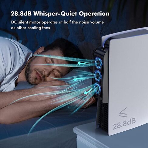 مروحة تبريد لملحقات PS5، مروحة تبريد هادئة مطورة من KIWIHOME مع سرعة تلقائية، ومنفذ LED ووحدة تحكم USB لقرص PS5/الإصدار الرقمي 2020، وليس لجهاز PS5 Slim وPS5 Pro الجديد in Kuwait