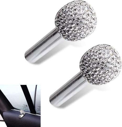 2 pcs bling door bolt lock bin set مجموعة مقبض مقبض ، وحدات الراين ، قضبان القضيب المسحبة ، إكسسوارات دبوس السحب الداخلية الماس ، Universal لمعظم السيارات والشاحنات وسيارات الدفع الرباعي (أبيض) in Saudi Arabia