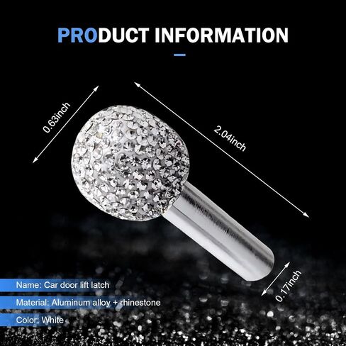 2 pcs bling door bolt lock bin set مجموعة مقبض مقبض ، وحدات الراين ، قضبان القضيب المسحبة ، إكسسوارات دبوس السحب الداخلية الماس ، Universal لمعظم السيارات والشاحنات وسيارات الدفع الرباعي (أبيض) in Saudi Arabia