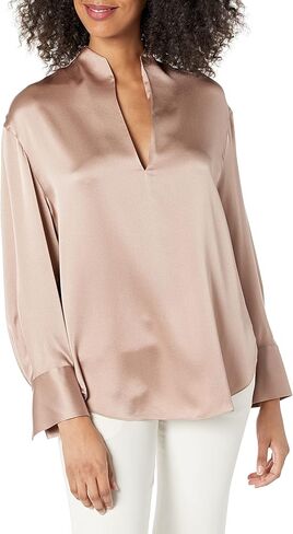 Vince Women's Long Sleeve Slit Neck Top in Saudi Arabia