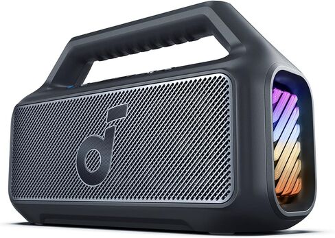 soundcore Boom 2 By Anker, Outdoor Speaker, 80W, Subwoofer, BassUp 2.0, 24H Playtime, IPX7 Waterproof, Floatable, RGB Lights, USB-C, Custom EQ, Bluetooth 5.3, Portable for Camping, Beach, and Backyard in Kuwait