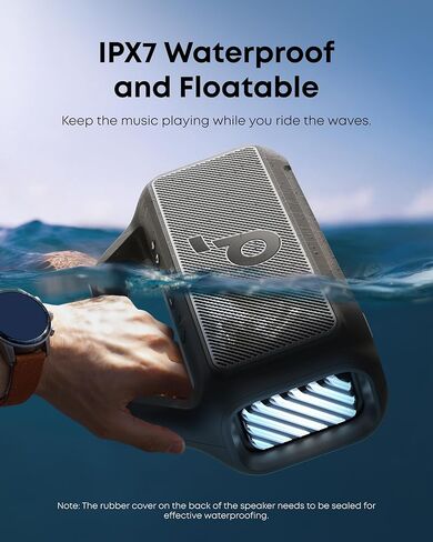 soundcore Boom 2 By Anker, Outdoor Speaker, 80W, Subwoofer, BassUp 2.0, 24H Playtime, IPX7 Waterproof, Floatable, RGB Lights, USB-C, Custom EQ, Bluetooth 5.3, Portable for Camping, Beach, and Backyard in Kuwait
