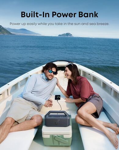 soundcore Boom 2 By Anker, Outdoor Speaker, 80W, Subwoofer, BassUp 2.0, 24H Playtime, IPX7 Waterproof, Floatable, RGB Lights, USB-C, Custom EQ, Bluetooth 5.3, Portable for Camping, Beach, and Backyard in Kuwait