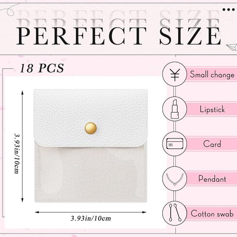 Abbylike 18 Pcs Mini Pouch Small Velvet Jewelry Boxes & Organizers Travel Clear Jewelry Boxes Small PU Leather Velvet Pouch for Traveling Trip Mother‘s Day Gift for Mom Wife Women in Saudi Arabia