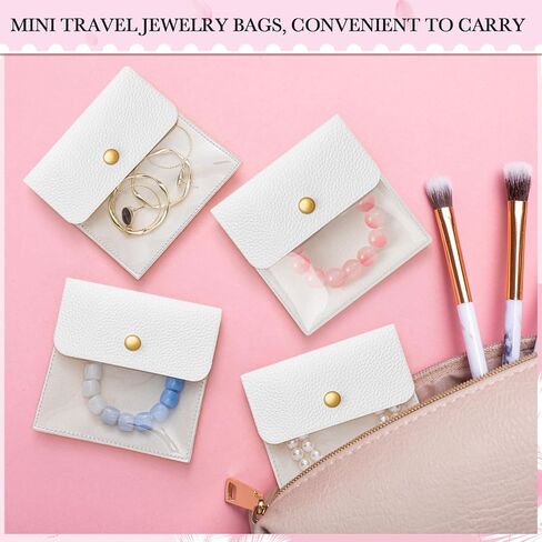 Abbylike 18 Pcs Mini Pouch Small Velvet Jewelry Boxes & Organizers Travel Clear Jewelry Boxes Small PU Leather Velvet Pouch for Traveling Trip Mother‘s Day Gift for Mom Wife Women in Saudi Arabia