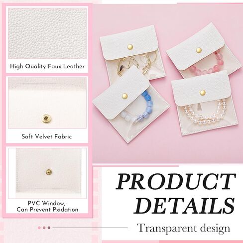Abbylike 18 Pcs Mini Pouch Small Velvet Jewelry Boxes & Organizers Travel Clear Jewelry Boxes Small PU Leather Velvet Pouch for Traveling Trip Mother‘s Day Gift for Mom Wife Women in Saudi Arabia