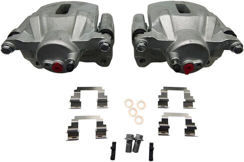 زوج فرامل القرص الأمامي الفرامل التجميع ث/قوسين ملائمة ل pontiac vibe 2003-2008 ل Toyota Corolla 2003-2008 ل Toyota Matrix 2003-2008 السائق الأمامي والركاب استبدال 19B2698 19B2699 in Saudi Arabia