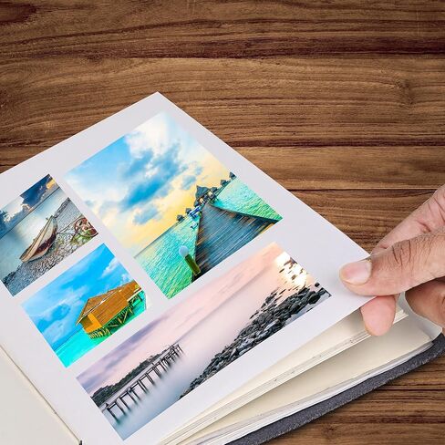 ألبوم صور جلدي للنساء والرجال، سجل قصاصات عتيق مع صندوق هدايا (Hunter Brown، 8.5 × 6.5 بوصة عموديًا) in Kuwait