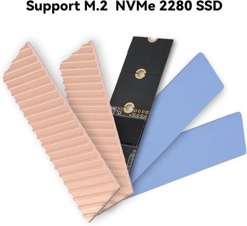 ELUTENG M.2 SSD Heatsink 4PCS 2280 SSD Heat Sink with NVMe SSD Thermal Pad NVMe Heat Sink with 8 Black Rubber Straps for PC/PS5 M.2 PCIE NVMe SSD or M.2 SATA SSD in Kuwait