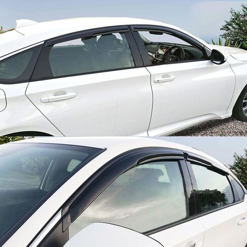 Ikon Motorsports ، Window Visor المتوافق مع 2018-2025 هوندا أكورد سيدان ، أكريليك غير مصبوغ بالهواء ، واقي شمس المطر 4pc مع Chrome Trim ، 2019 2020 2021 2022 2023 2024 in Saudi Arabia