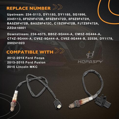 HQPASFY 2Pcs Oxygen Sensors 234-5113 234-4575 Upstream & Downstream Oxygen O2 Sensor Compatible with 2012-2014 Ford Focus 2.0L, 2013-2015 Ford Fusion 1.6L, 2015 Lincoln MKC 2.3L in Saudi Arabia