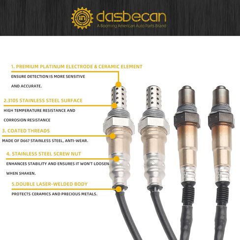 Dasbecan Oxygen Sensor 234-4441 234-4244 234-4565 4PCS Compatible with 2010 2011 2012 2013 2014 Chevy Camaro 3.6L V6 Auto Trans, Cadillac CTS 3.0L, Upstream & Downstream in Saudi Arabia