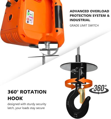 رافعة كهربائية محمولة بقوة 1100 رطل، رافعة كابل كهربائي 3 في 1 110 فولت 25 قدم مع حزام رفع، رافعة كهربائية ورافعة سقف لرفع السحب in Kuwait