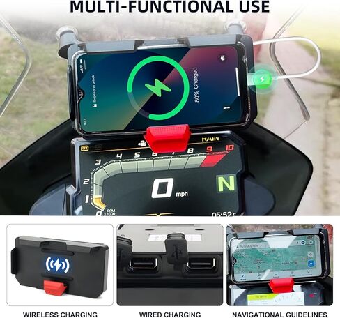 GPS Mobile Phone Motorcycle Navigation Bracket Wireless Charging Support with Two USB for BMW R1300GS R1200GS ADV R1250GS CRF1000L S1000XR F900R F900XR F850GS F800GS F750GS F700GS in Saudi Arabia
