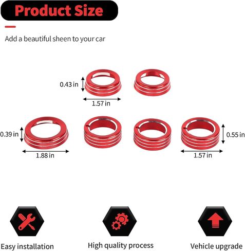 RT-TCZ Center Contole Air Comple Switch Switch Cover Cover Trim Incips INTORIONS FOR DODGE JOURNEY 2013-2020،6pcs (Red) in Kuwait