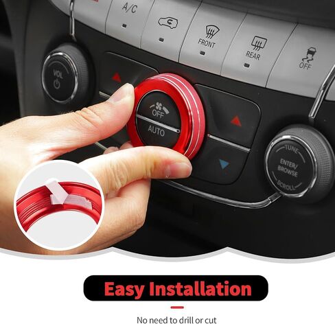RT-TCZ Center Contole Air Comple Switch Switch Cover Cover Trim Incips INTORIONS FOR DODGE JOURNEY 2013-2020،6pcs (Red) in Kuwait