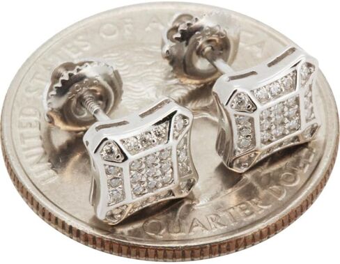 Moissanite 925 Sterling Silver 14K Yellow/White Gold Finish 7.5MM Square Screw Back Stud Earrings For Men & Women Fine Jewelry in Saudi Arabia