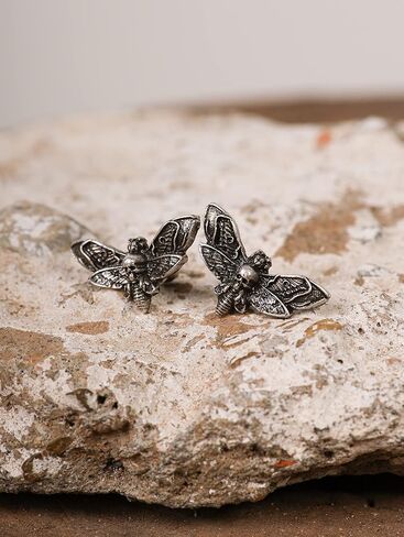 HAQUIL Moth Stud Earrings Moon Phase Moth Butterfly Charm Pendant Earrings Clip On Helix Drop Piercing Earrings For Men Women in Saudi Arabia