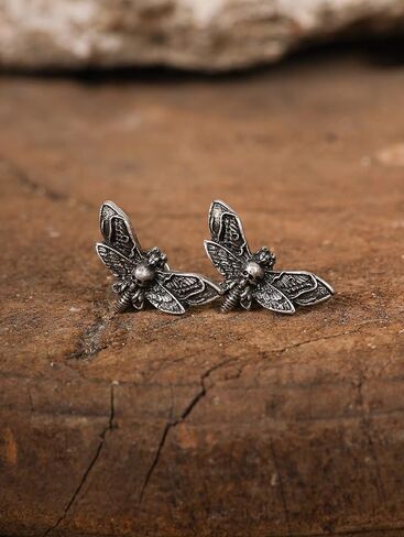 HAQUIL Moth Stud Earrings Moon Phase Moth Butterfly Charm Pendant Earrings Clip On Helix Drop Piercing Earrings For Men Women in Saudi Arabia