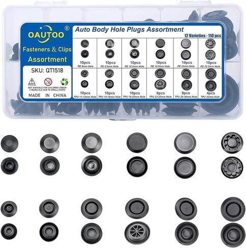 OAUTOO 110pcs Auto Body Sheet Hole Plugs Plugs Thould Flush Mount Black Plastic Hole Plugs Kit in Saudi Arabia