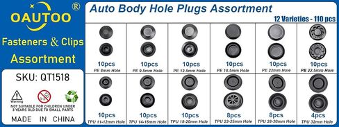 OAUTOO 110pcs Auto Body Sheet Hole Plugs Plugs Thould Flush Mount Black Plastic Hole Plugs Kit in Saudi Arabia