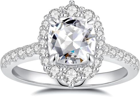 Moissanite Rings for Women Engagement Ring 925 Sterling Silver with 18K White Gold Plated Wedding Promise Rings for Her Christmas Gift in Kuwait
