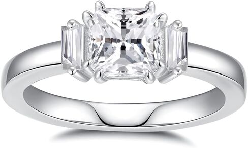 Moissanite Rings for Women Engagement Ring 925 Sterling Silver with 18K White Gold Plated Wedding Promise Rings for Her Christmas Gift in Kuwait