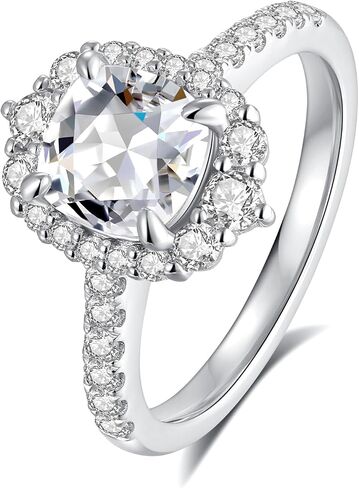 Moissanite Rings for Women Engagement Ring 925 Sterling Silver with 18K White Gold Plated Wedding Promise Rings for Her Christmas Gift in Kuwait
