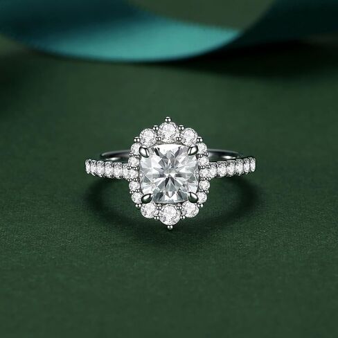 Moissanite Rings for Women Engagement Ring 925 Sterling Silver with 18K White Gold Plated Wedding Promise Rings for Her Christmas Gift in Kuwait