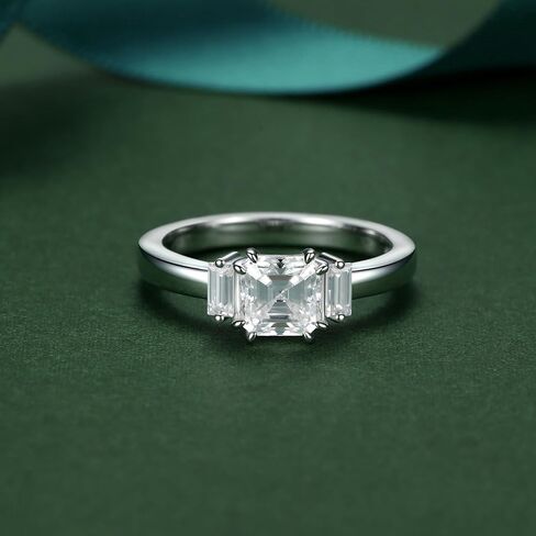 Moissanite Rings for Women Engagement Ring 925 Sterling Silver with 18K White Gold Plated Wedding Promise Rings for Her Christmas Gift in Kuwait