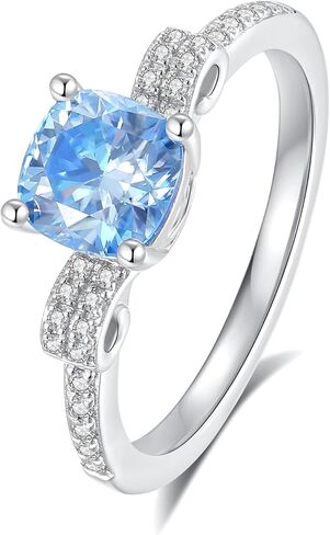 Moissanite Rings for Women Engagement Ring 925 Sterling Silver with 18K White Gold Plated Wedding Promise Rings for Her Christmas Gift in Kuwait