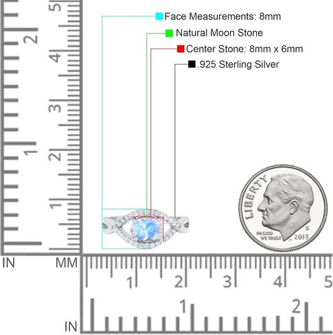 OMRANII Art Deco Oval Natural Moonstone Infinity Shank Vintage Style Evil Eye Halo CZ Wedding Engagement Ring 925 Sterling Silver Gifts For Her in Saudi Arabia
